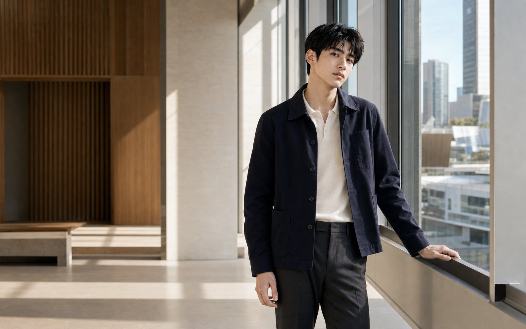 Auren Gu (顧承珩) standing beside the windows of a bright modern cultural centre