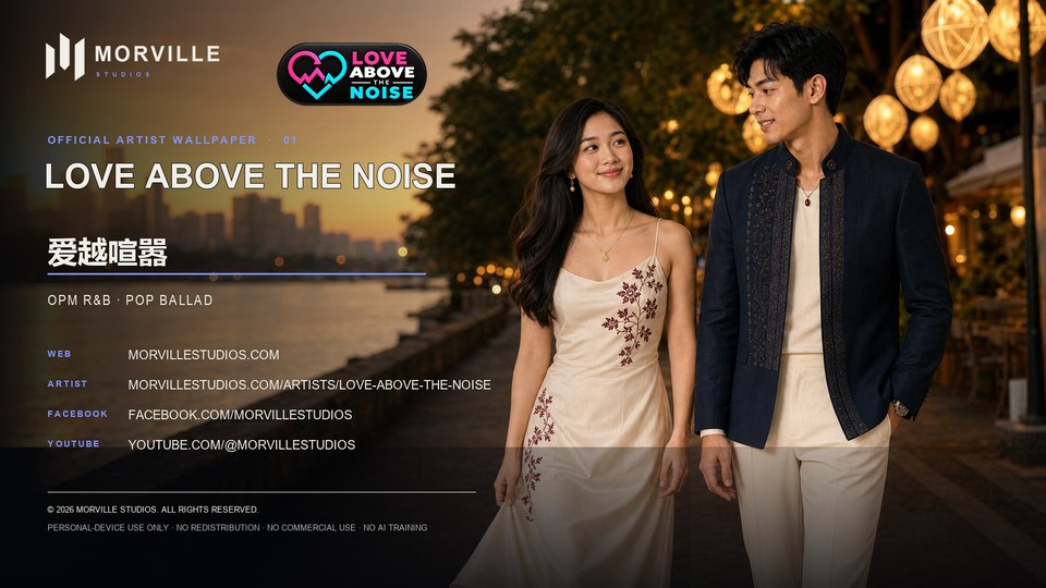 Love Above the Noise (愛越喧囂) walking hand in hand beside the Manila waterfront at sunset