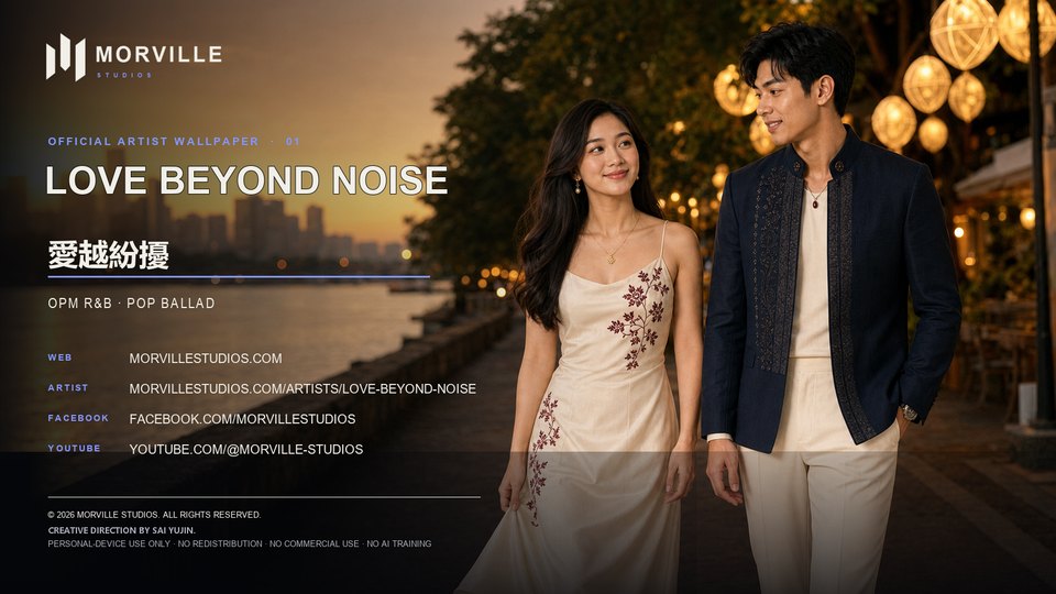 マニラの夕暮れの川辺を手をつないで歩く Love Beyond Noise (爱越纷扰)
